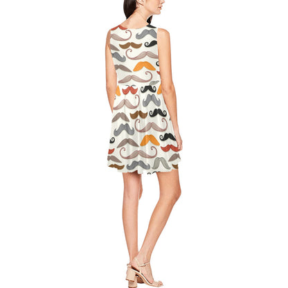 Mustache Pattern Print Design A02 Sleeveless Dress