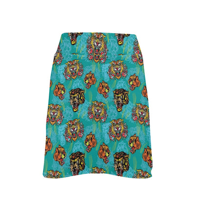 Tattoo Tiger Head Print Design LKS304 17" Golf & Pickleball Skort with Pockets