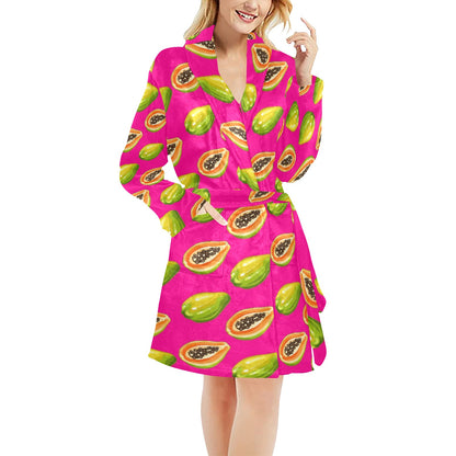 Papaya Pattern Print Design PP02 Women's Fleece Robe