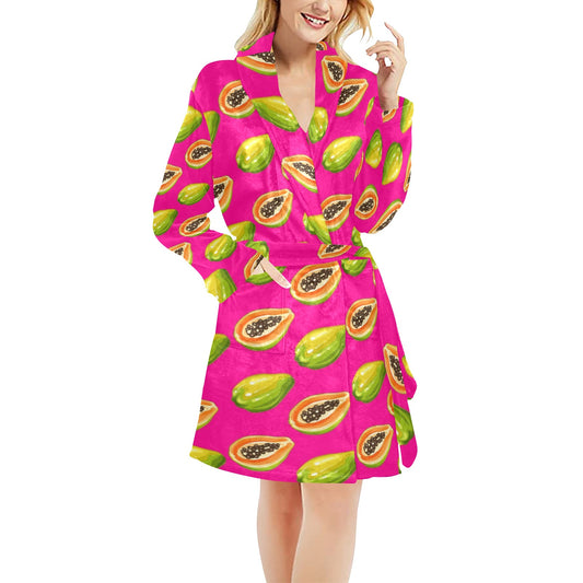 Papaya Pattern Print Design PP02 Women's Fleece Robe