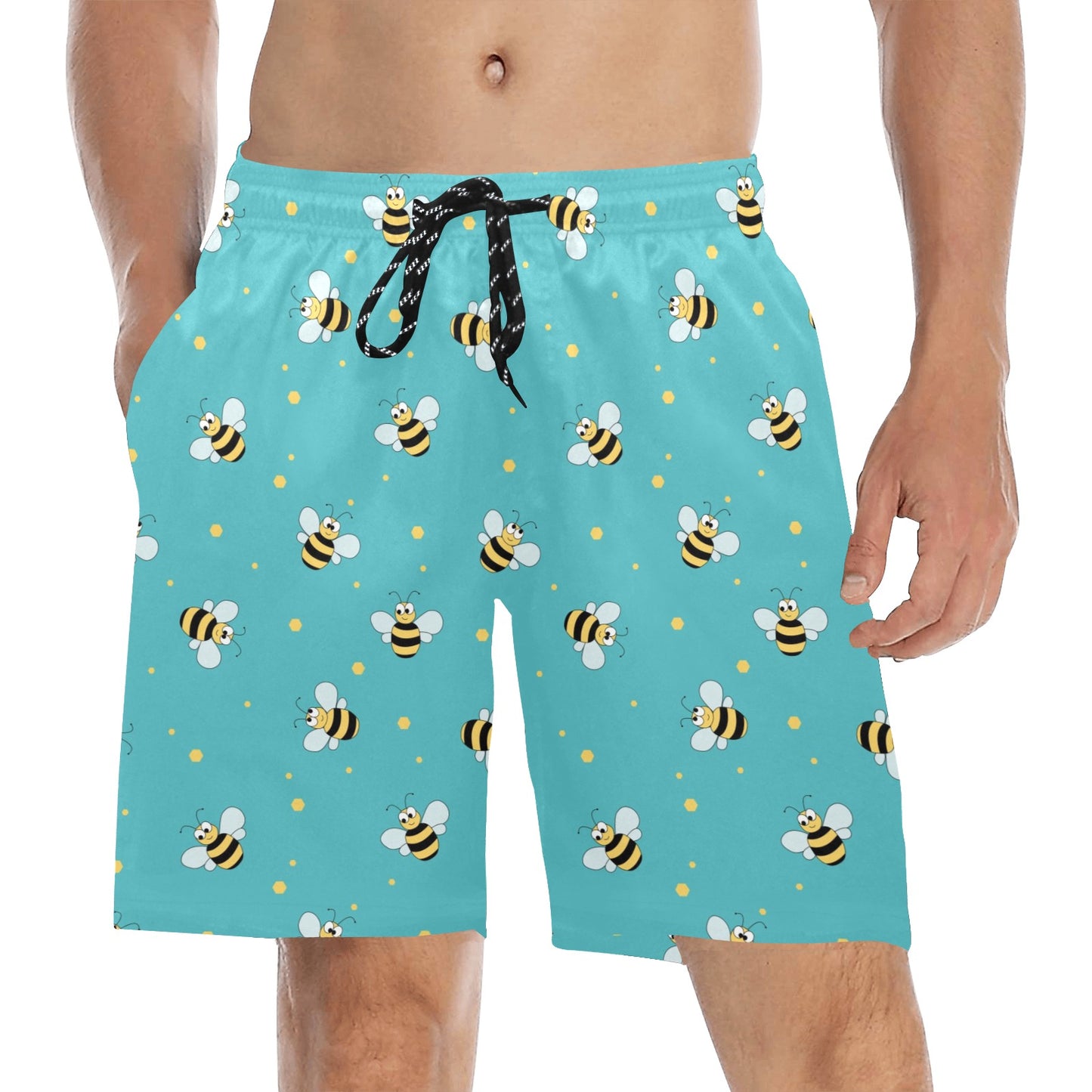 Bee With Dot Print Design LKS309 Men's Swim Trunks Beach Shorts