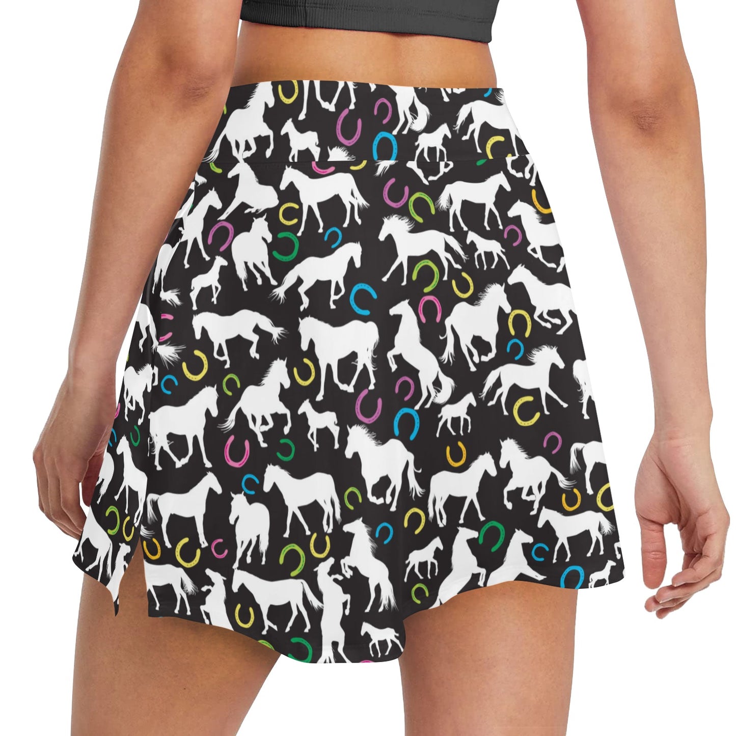 Horse Hoof Colorful Print Design LKS301 17" Golf & Pickleball Skort with Pockets
