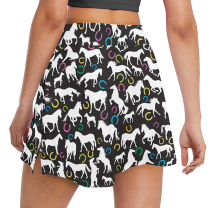 Horse Hoof Colorful Print Design LKS301 17" Golf & Pickleball Skort with Pockets