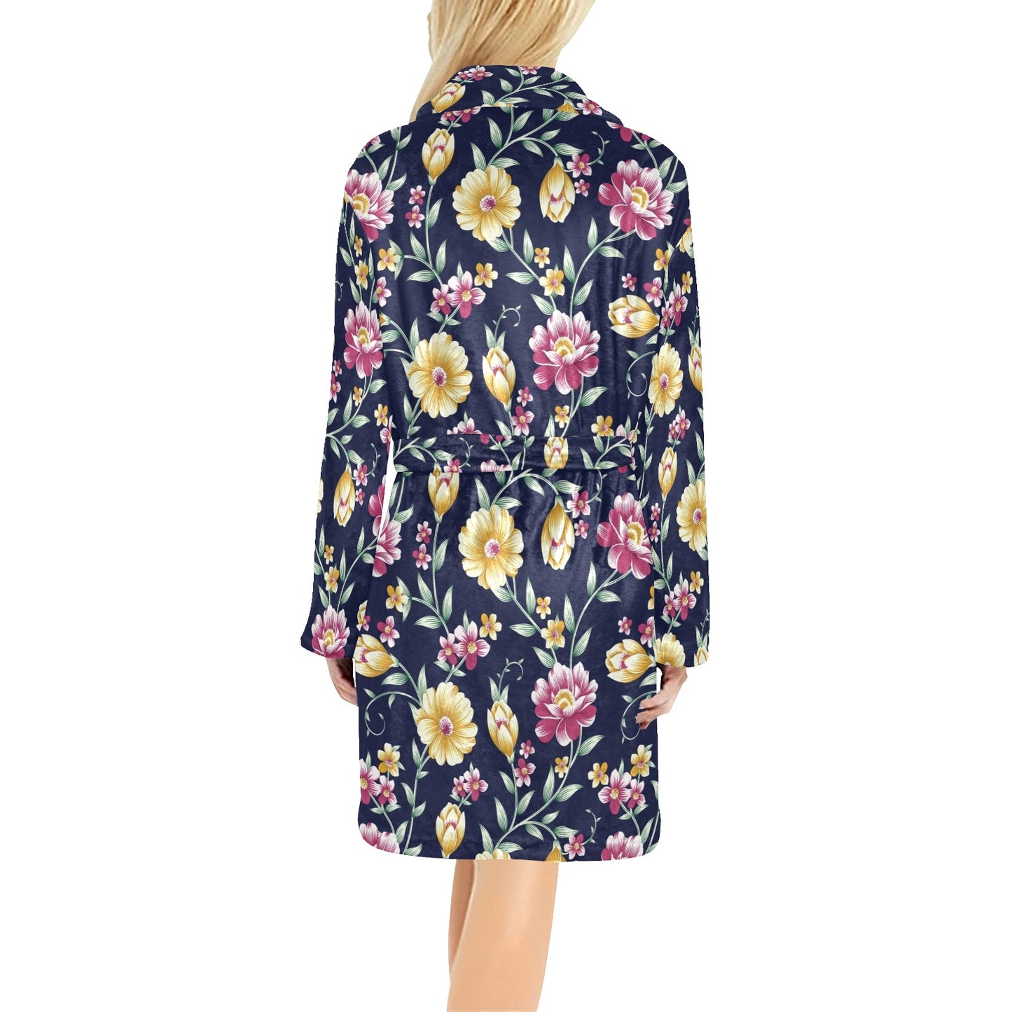 Gerberas Pattern Print Design GB03 Women's Fleece Robe