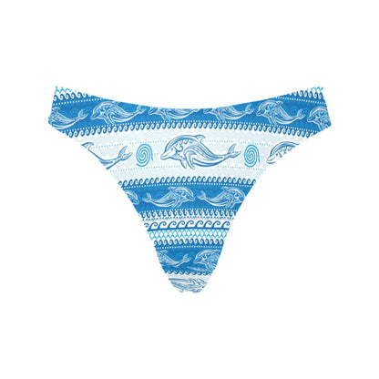 Dolphin Tribal Print Pattern Women's Thongs