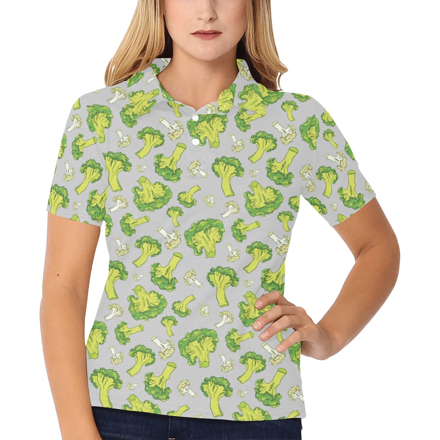 Broccoli Pattern Print Design 03 Women's Polo Shirt