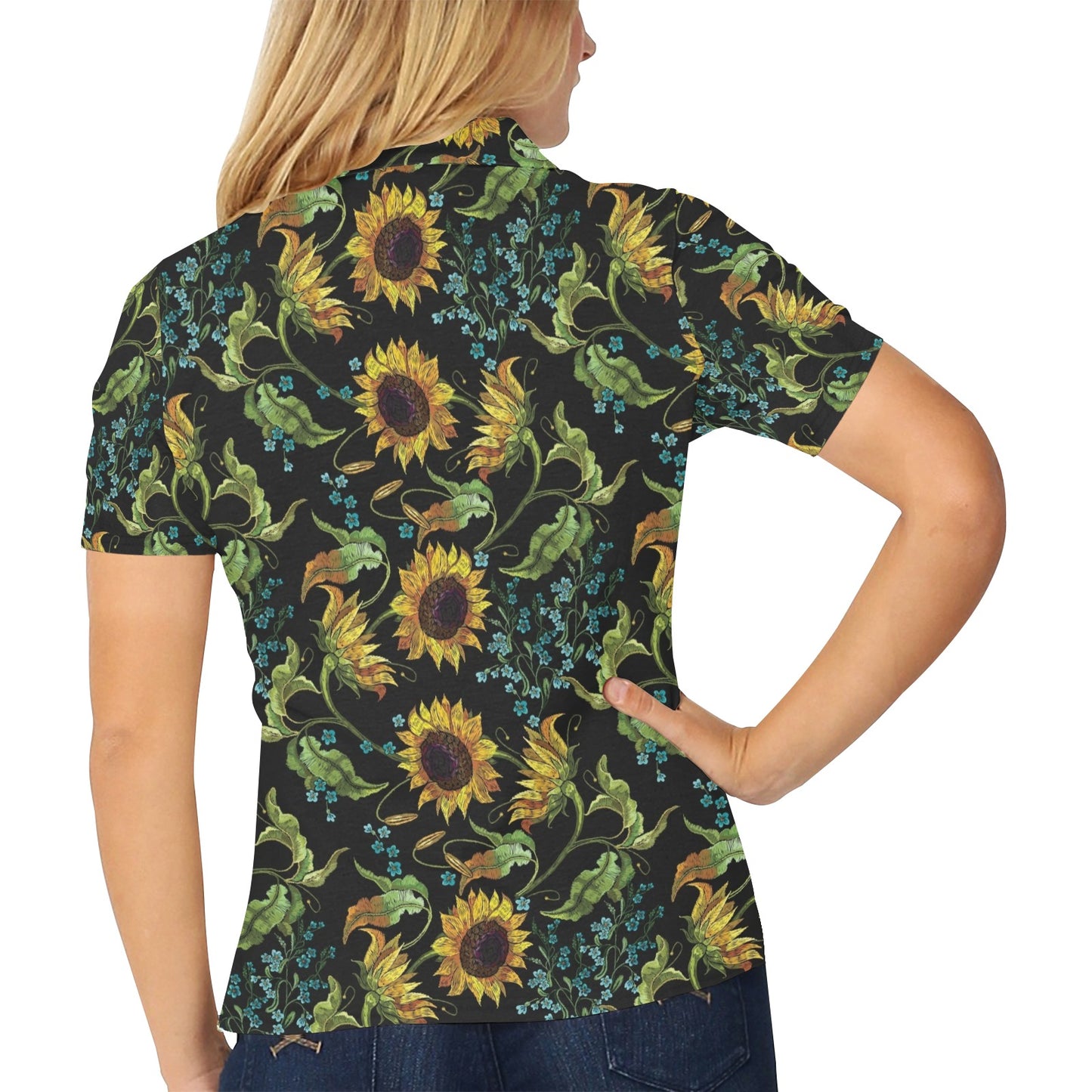 Sunflower Print Design LKS308 Women's Polo Shirt