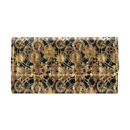 Steampunk Gear Design Themed Print Women's Trifold Wallet