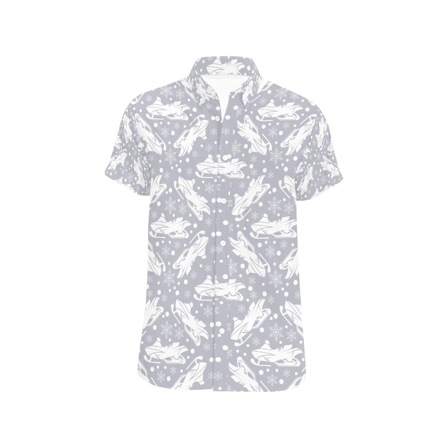 Snowmobile Print Design LKS302 Men Short Sleeve Button Up Shirt