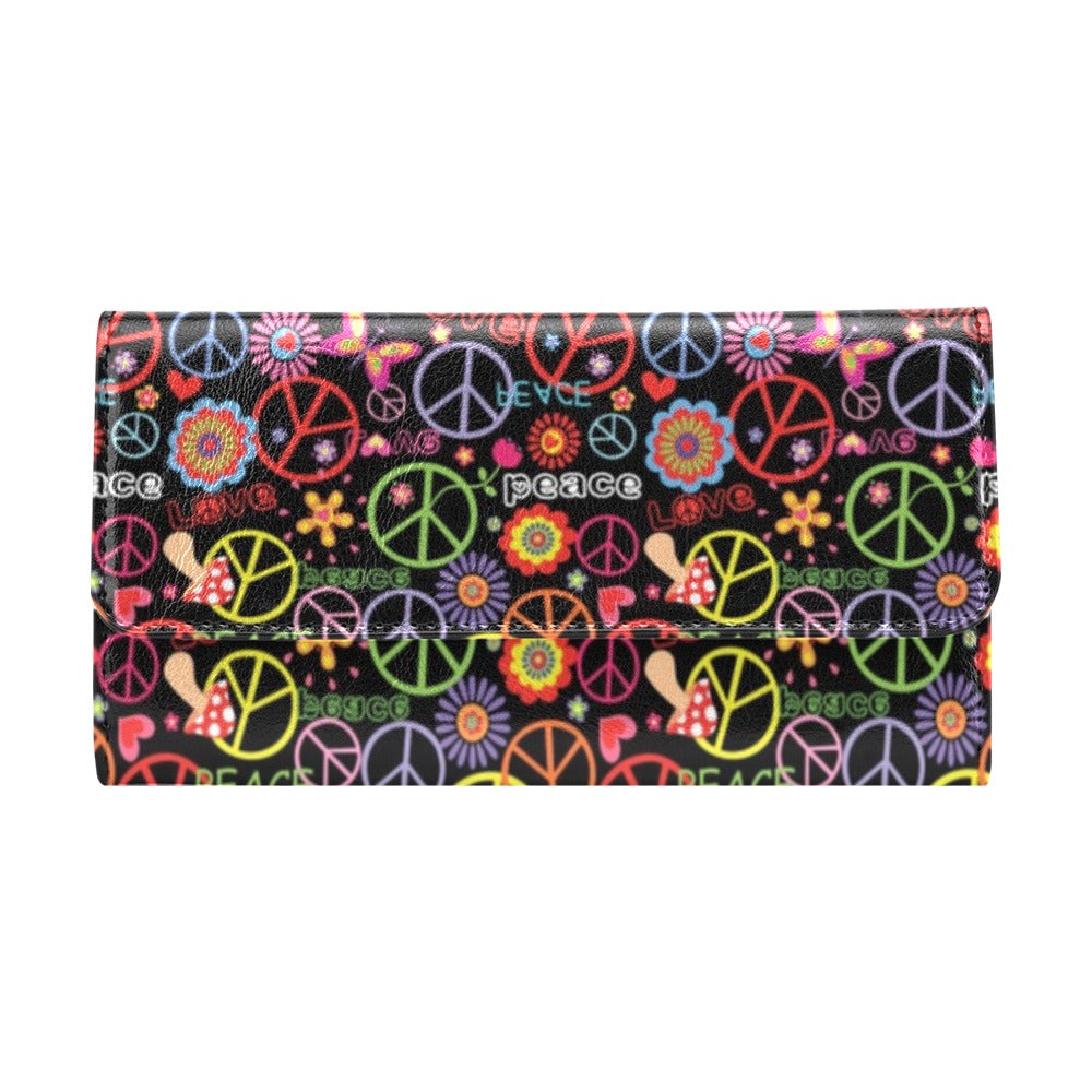 Peace Sign Colorful Design Print Women's Trifold Wallet
