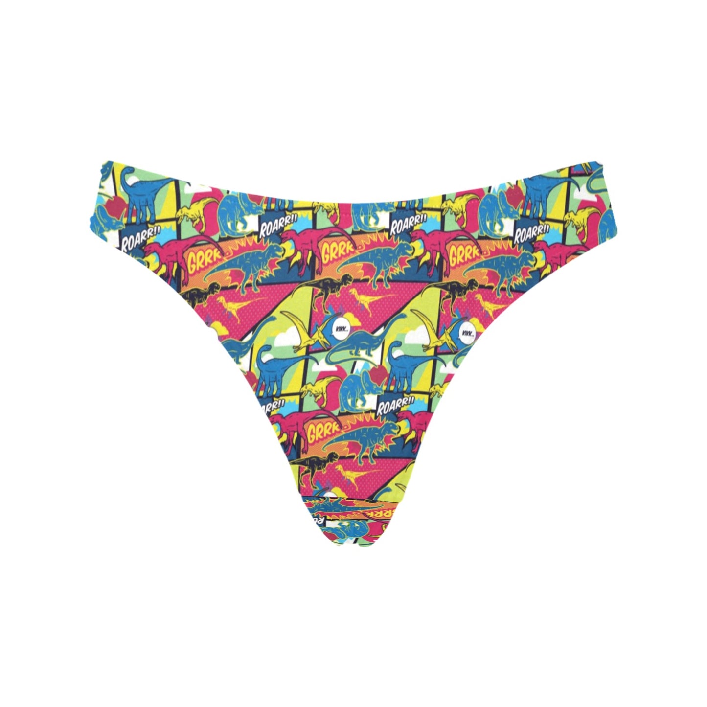 Dinosaur Comic Pop Art Style Women's Thongs