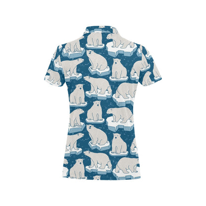 Polar Bear Pattern Print Design PB03 Women's Polo Shirt