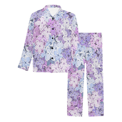 Lilac Pattern Print Design LI01 Men's Long Pajama Set