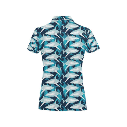 Shark Design Print Women's Polo Shirt