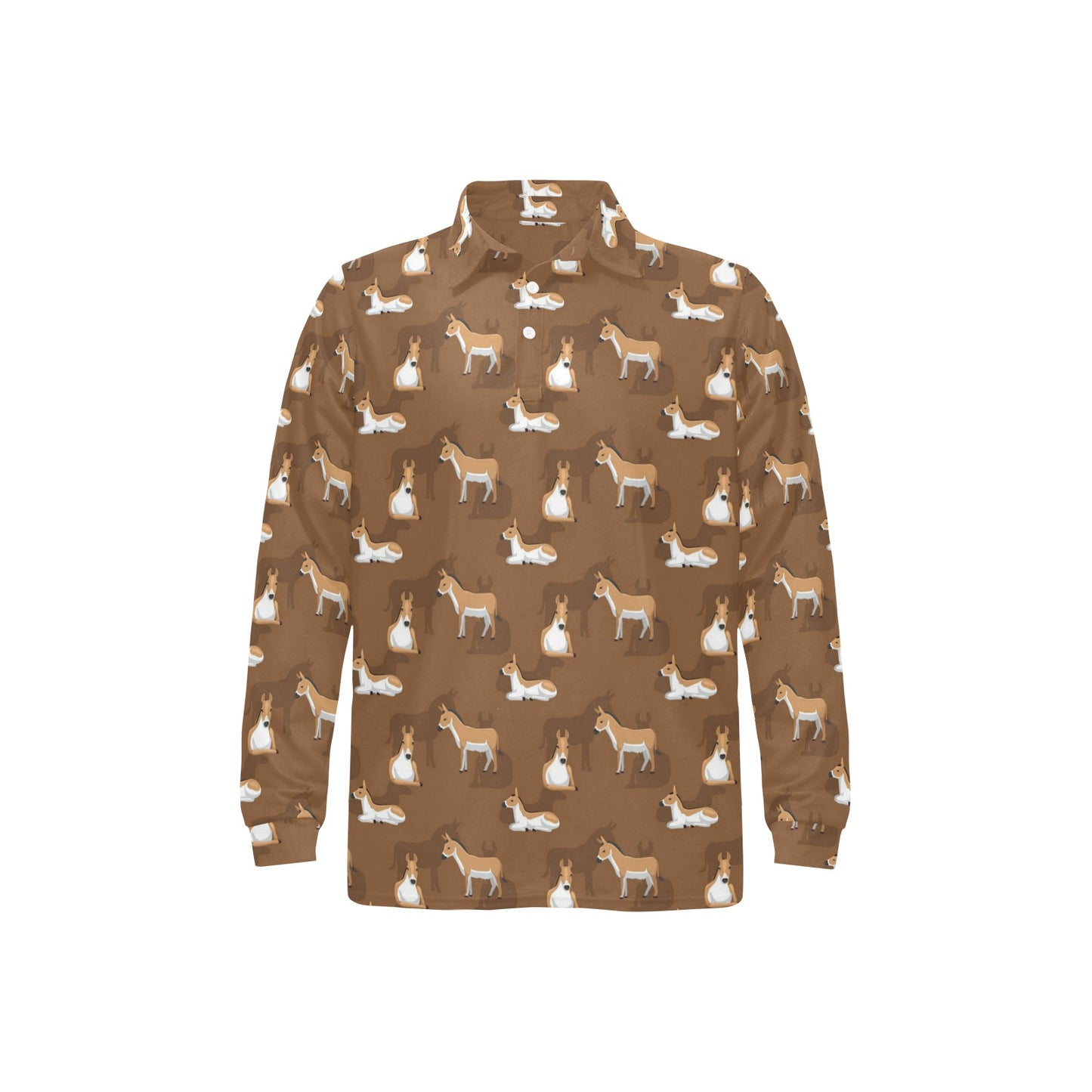 Donkey Print Design LKS401 Long Sleeve Polo Shirt For Men's