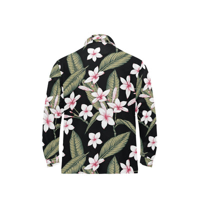 Plumeria Pattern Print Design PM021 Long Sleeve Polo Shirt For Men's