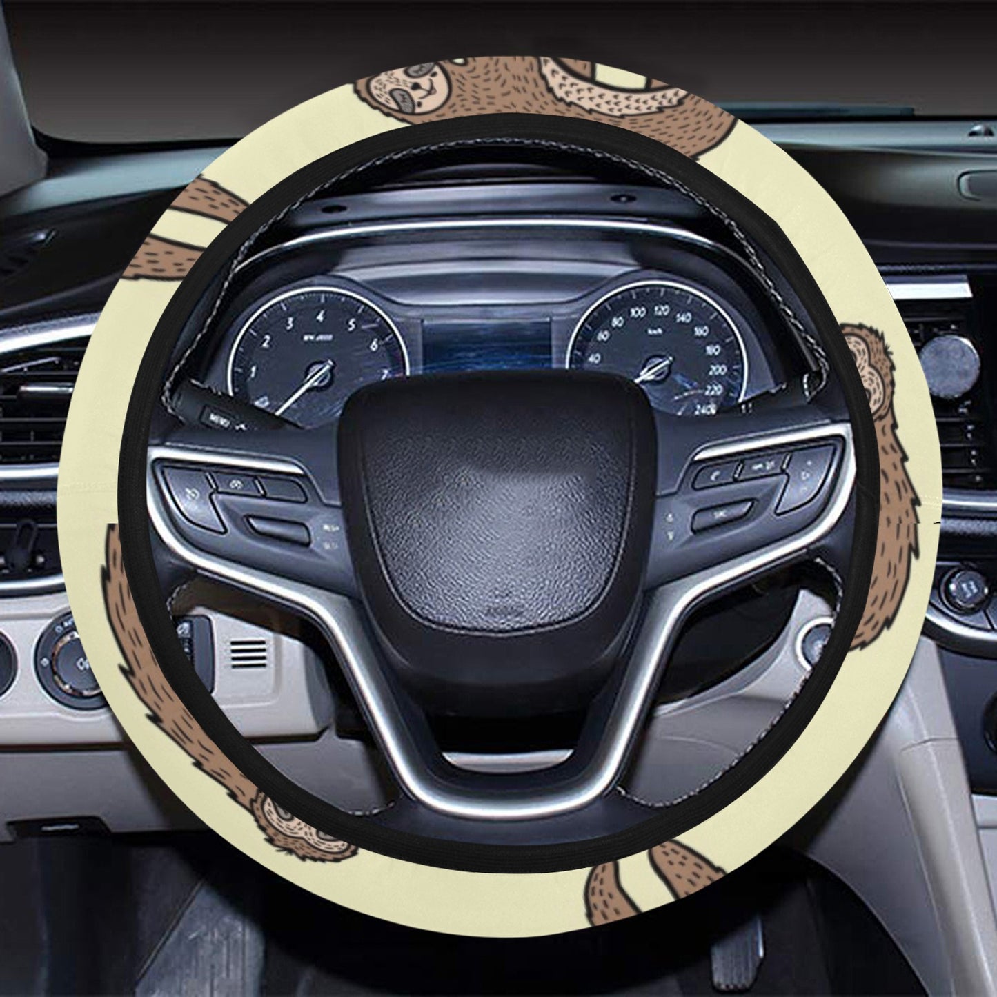 Sloth Print Design LKS3010 Steering Wheel Cover with Elastic Edge