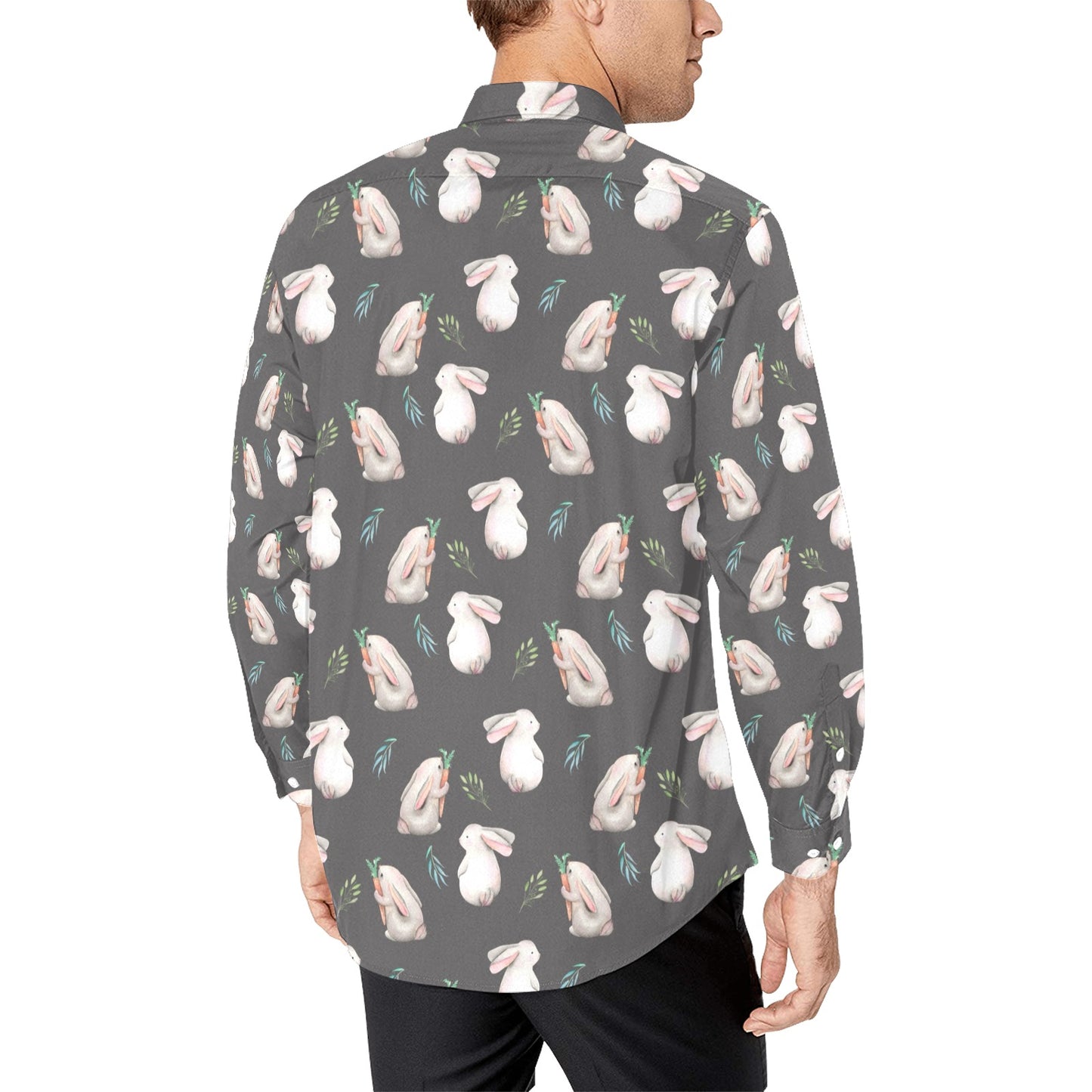 Rabbit Print Design LKS402 Men's Long Sleeve Dress Shirt