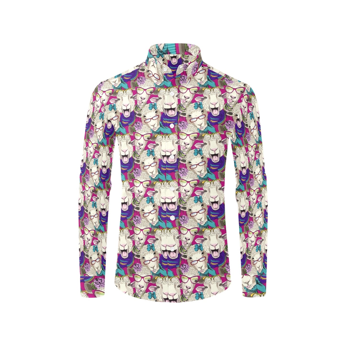 Sheep Print Design LKS403 Men's Long Sleeve Dress Shirt