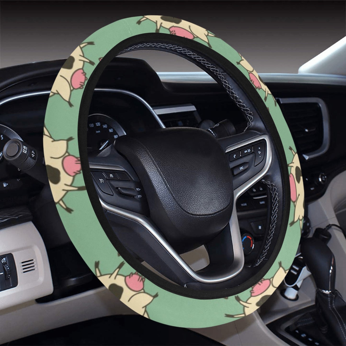 Cattle Print Design LKS402 Steering Wheel Cover with Elastic Edge