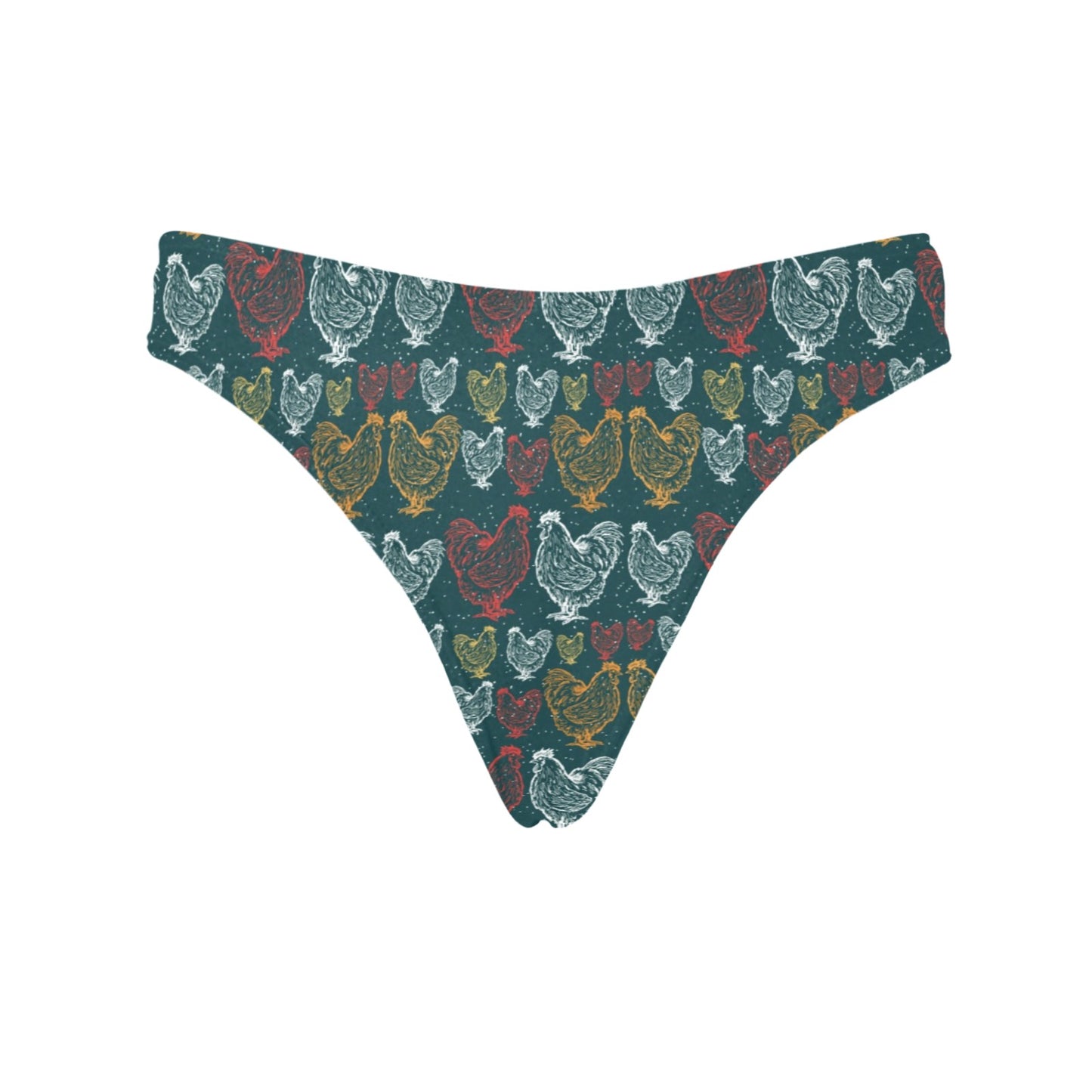 Rooster Hand Draw Design Women's Thongs