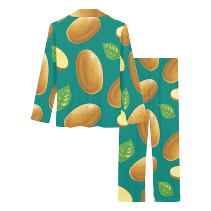 Potato Pattern Print Design A04 Women's Long Pajama Set