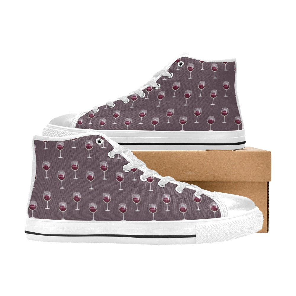 Wine Glass Pattern Print Design LKS305 Men's High Top Canvas Shoes
