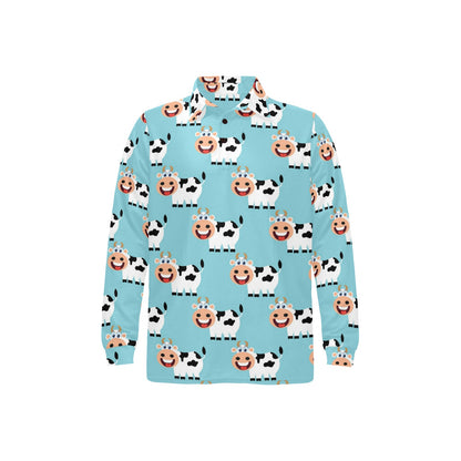 Cattle Cute Pattern Print Design 01 Long Sleeve Polo Shirt For Men's