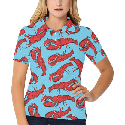 Lobster Pattern Print Design 03 Women's Polo Shirt