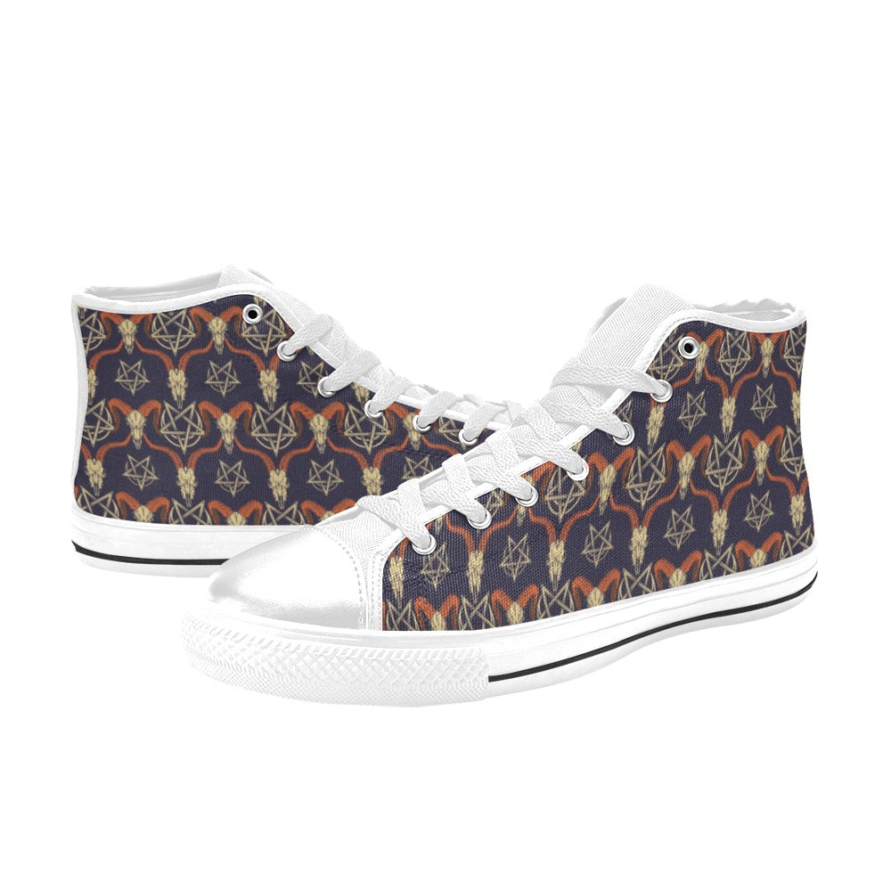 Buffalo Head Print Design LKS403 Men's High Top Canvas Shoes
