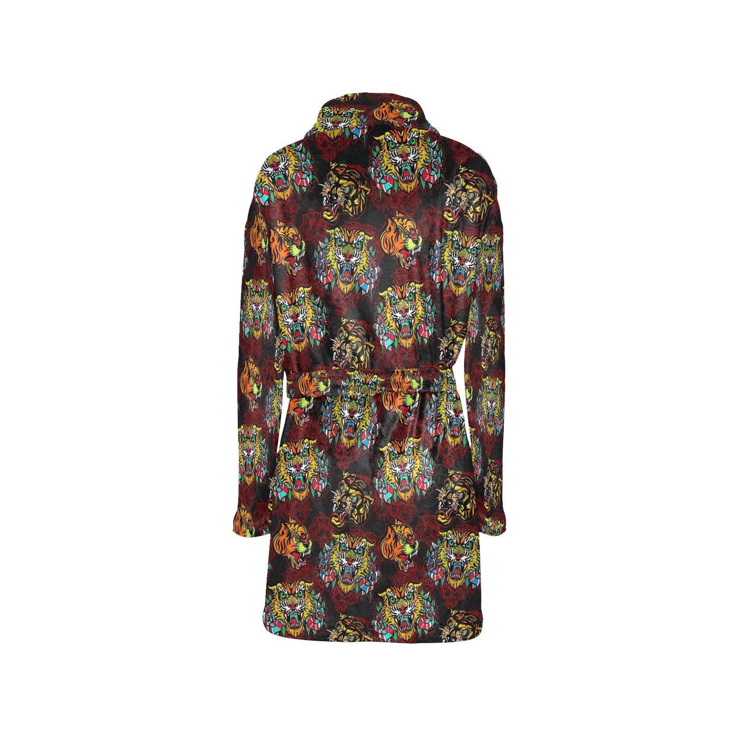 Tattoo Tiger Colorful Design Women's Fleece Robe