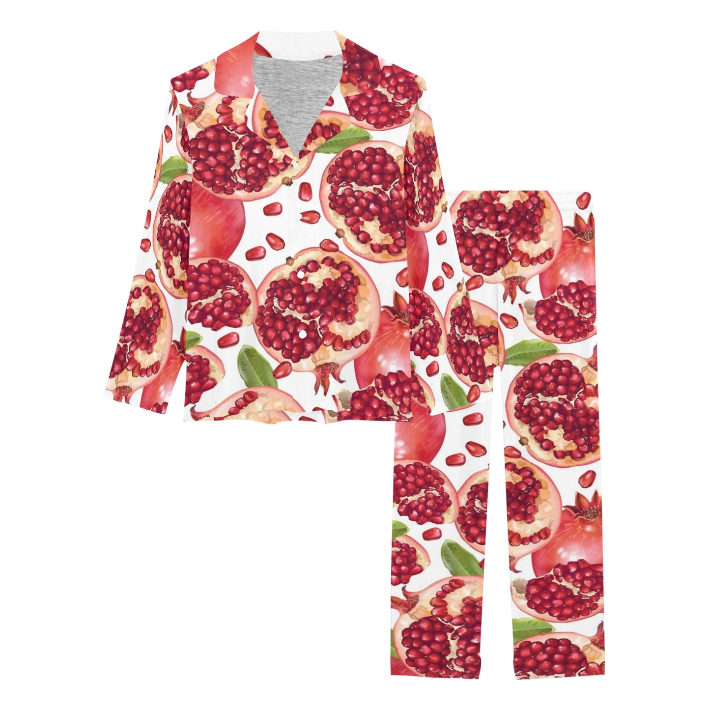 Pomegranate Pattern Print Design PG03 Women's Long Pajama Set