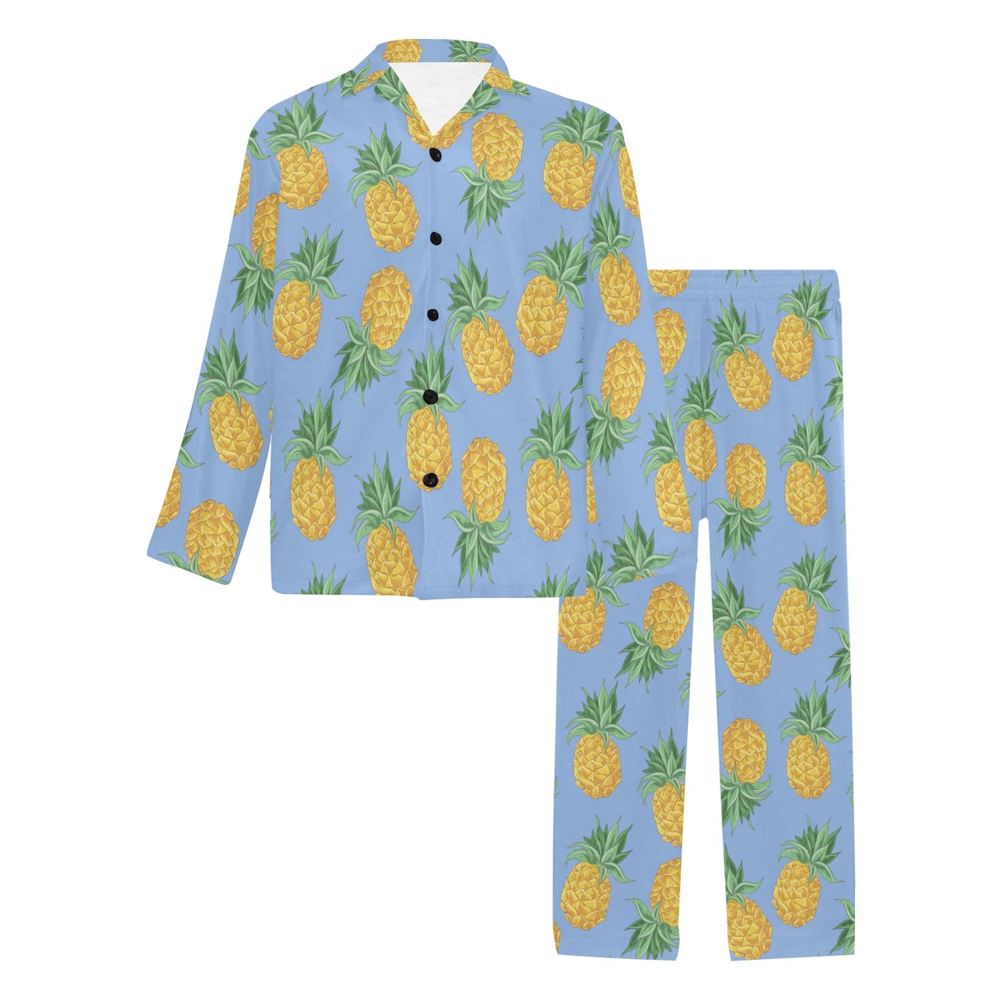 Pineapple Pattern Print Design A04 Men's Long Pajama Set
