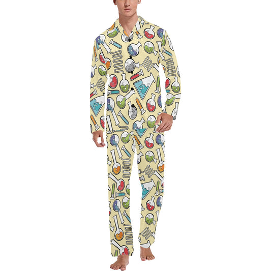 Chemical Pattern Print Design 04 Men's Long Pajama Set