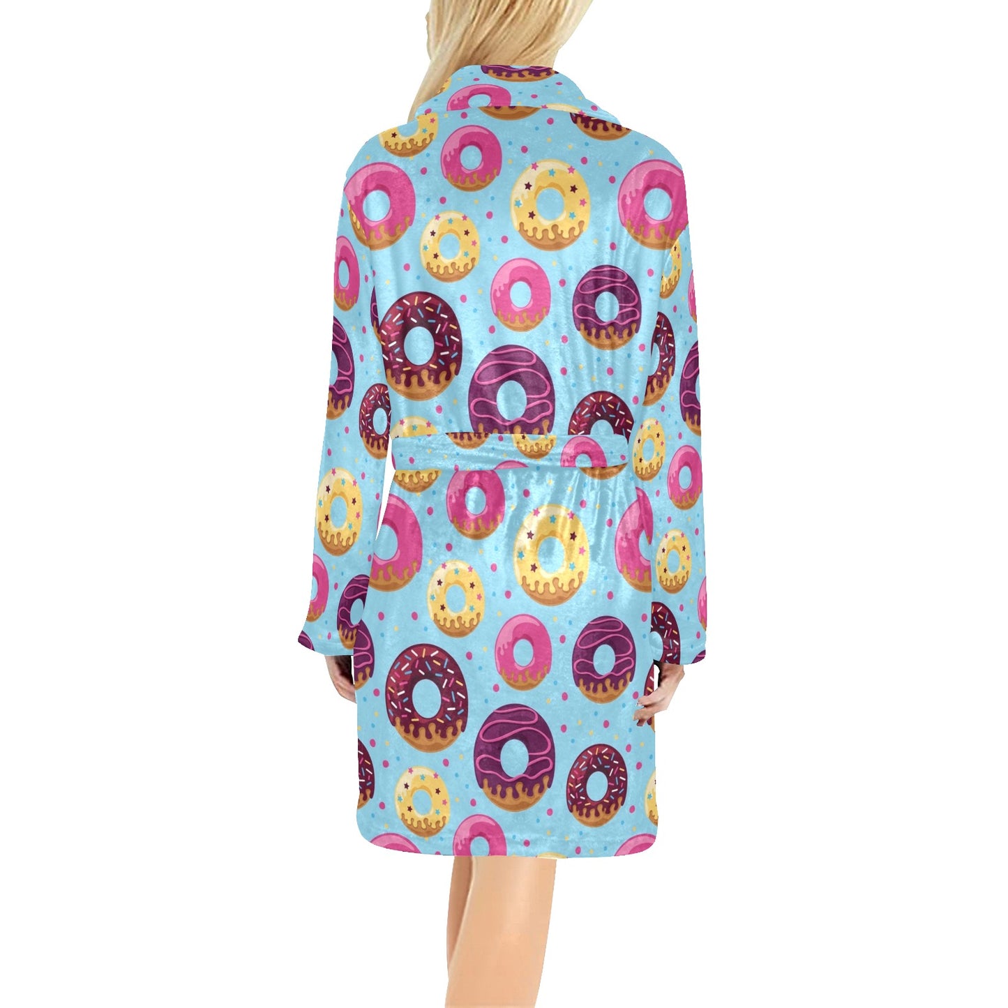 Donut Pattern Print Design DN07 Women's Fleece Robe