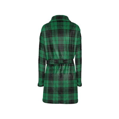 Tartan Green Print Design LKS302 Women's Fleece Robe