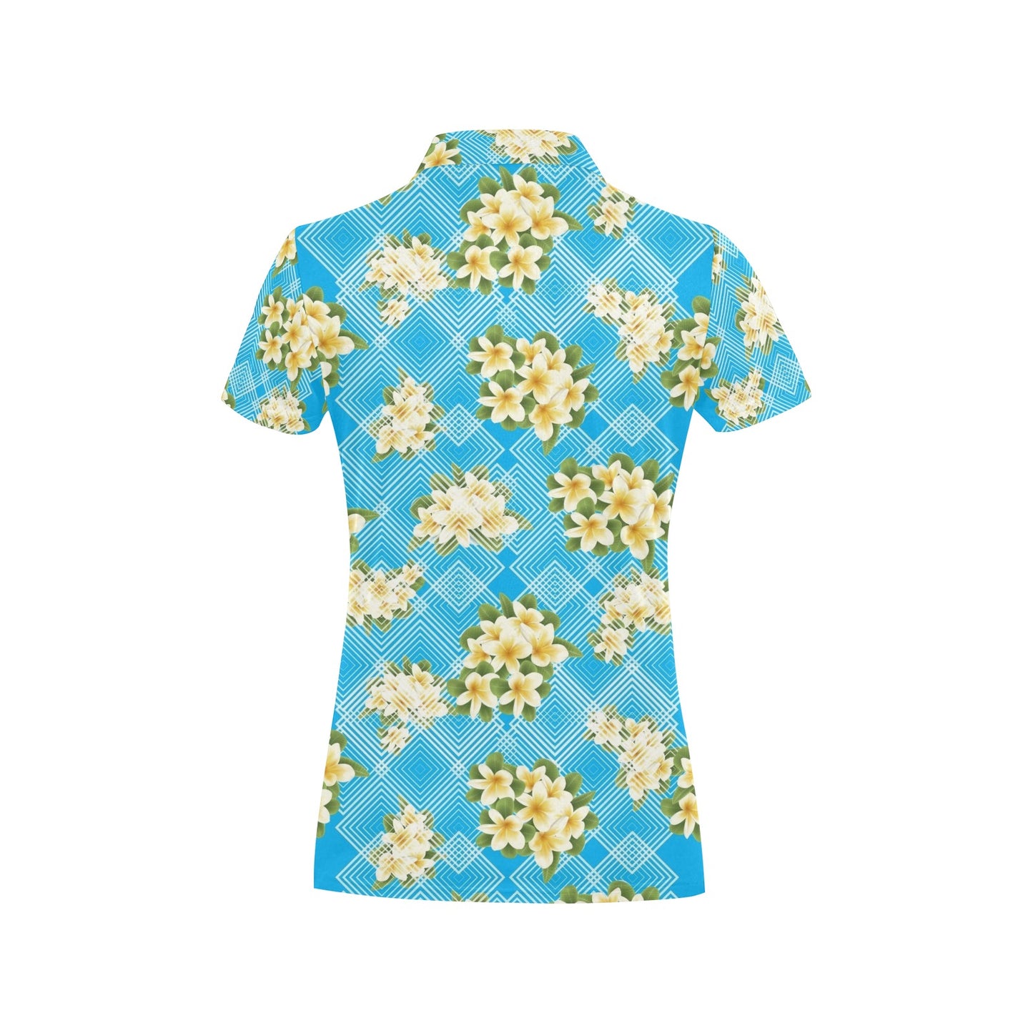Yellow Plumeria Design Print Pattern Women's Polo Shirt