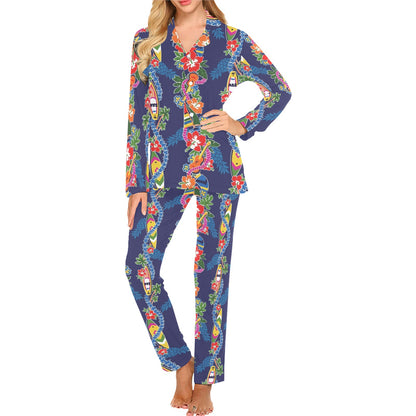 Hawaiian Themed Pattern Print Design H04 Women's Long Pajama Set
