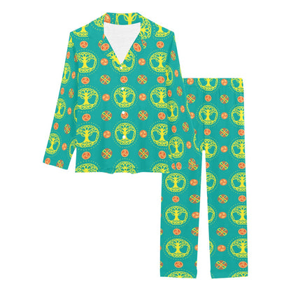 Celtic Tree of Life Print Pattern Women's Long Pajama Set
