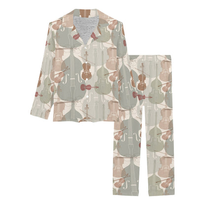 Violin Pattern Print Design 01 Women's Long Pajama Set