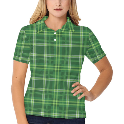 Irish Plaid Pattern Print Design 02 Women's Polo Shirt
