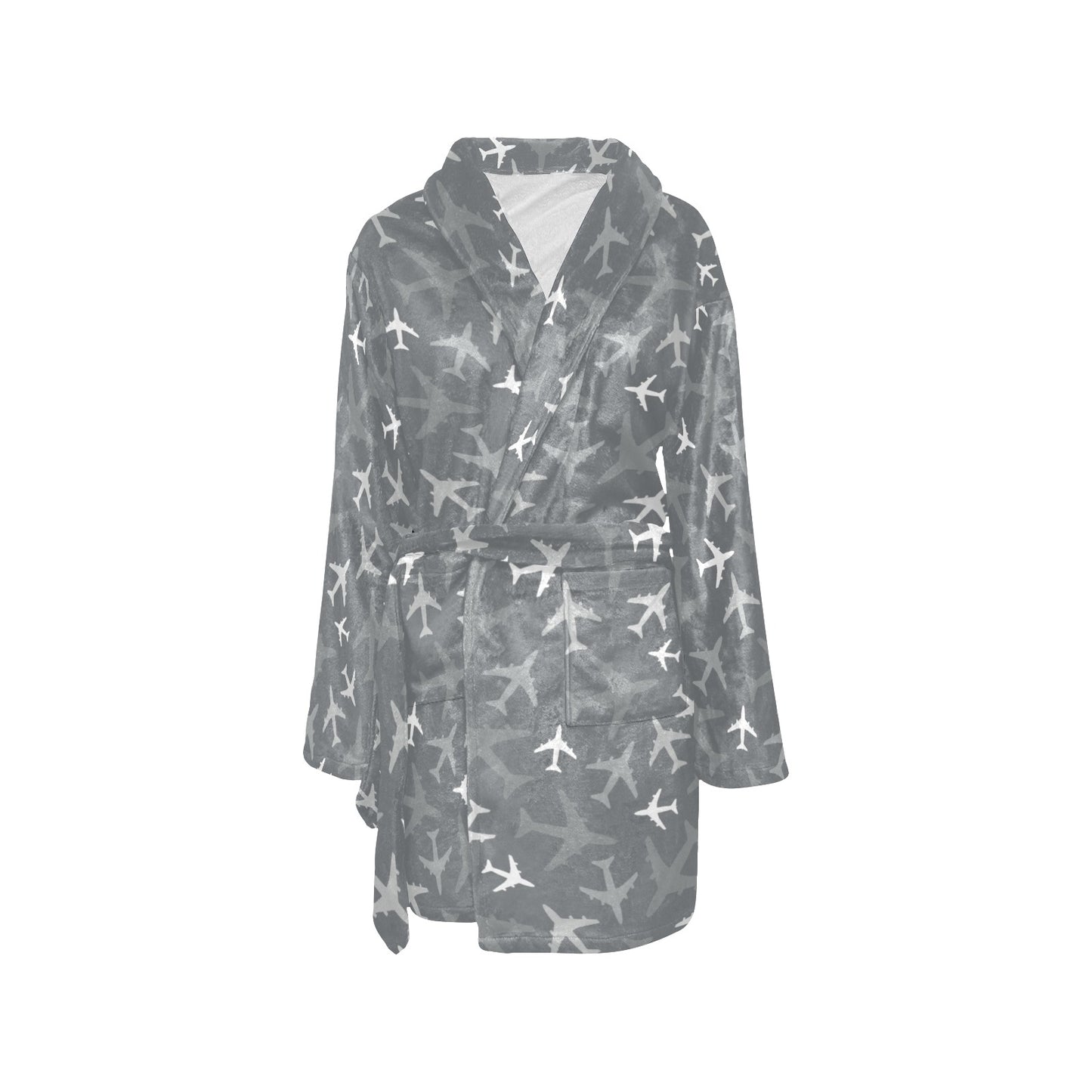 Airplane Pattern Print Design 02 Women's Fleece Robe
