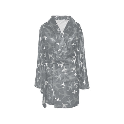 Airplane Pattern Print Design 02 Women's Fleece Robe