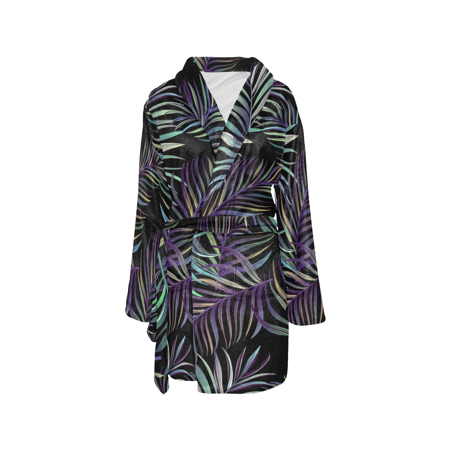 Tropical Palm Leaves Pattern Brightness Women's Fleece Robe