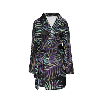 Tropical Palm Leaves Pattern Brightness Women's Fleece Robe