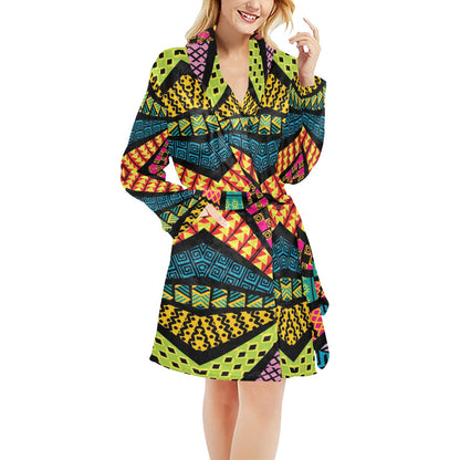 Kaleidoscope Pattern Print Design 05 Women's Fleece Robe