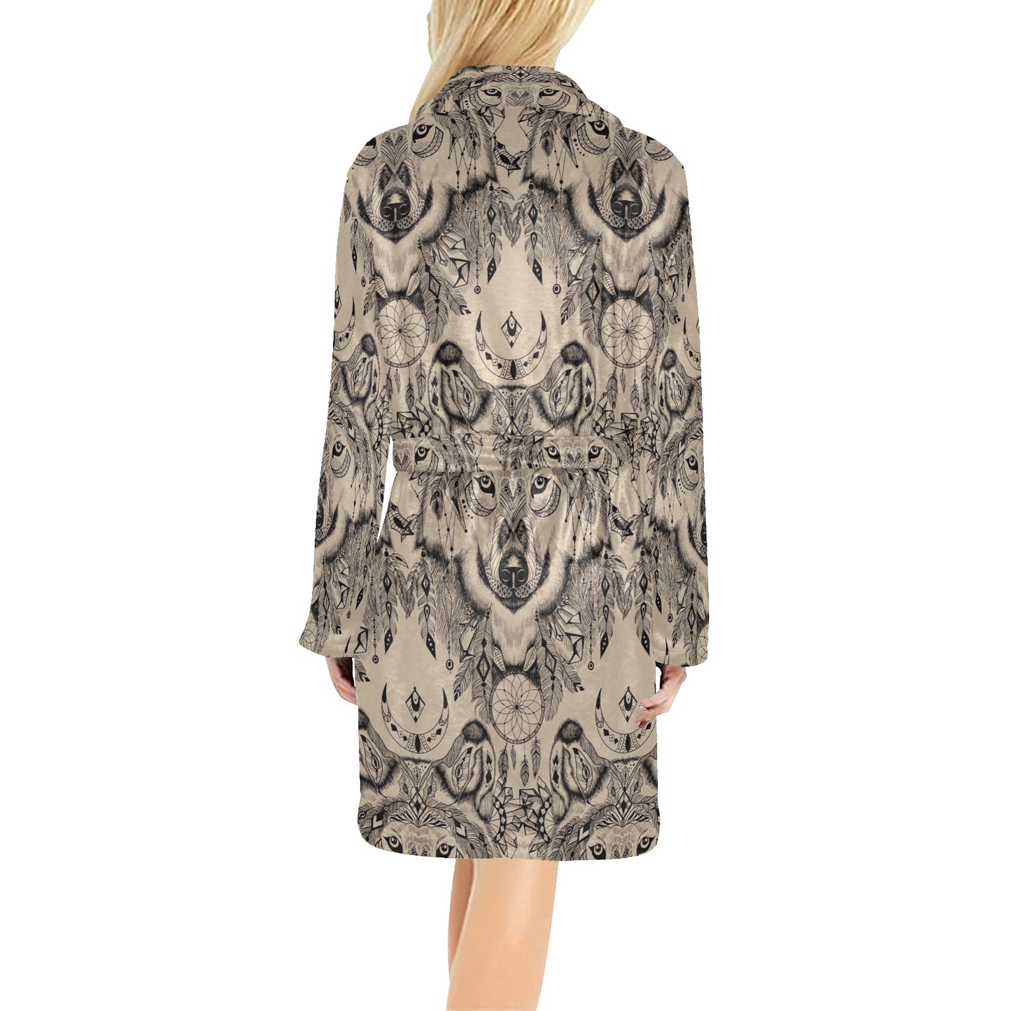 Indian Boho Wolf Women's Fleece Robe