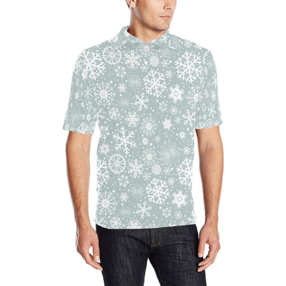 Snowflake Print Design LKS303 Men Polo Shirt