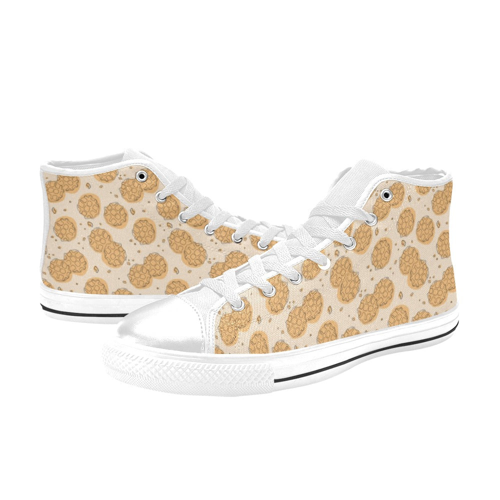Waffle Print Design LKS303 Men's High Top Canvas Shoes