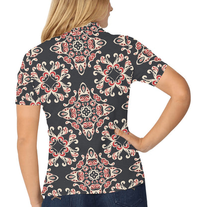 Medallion Pattern Print Design 01 Women's Polo Shirt